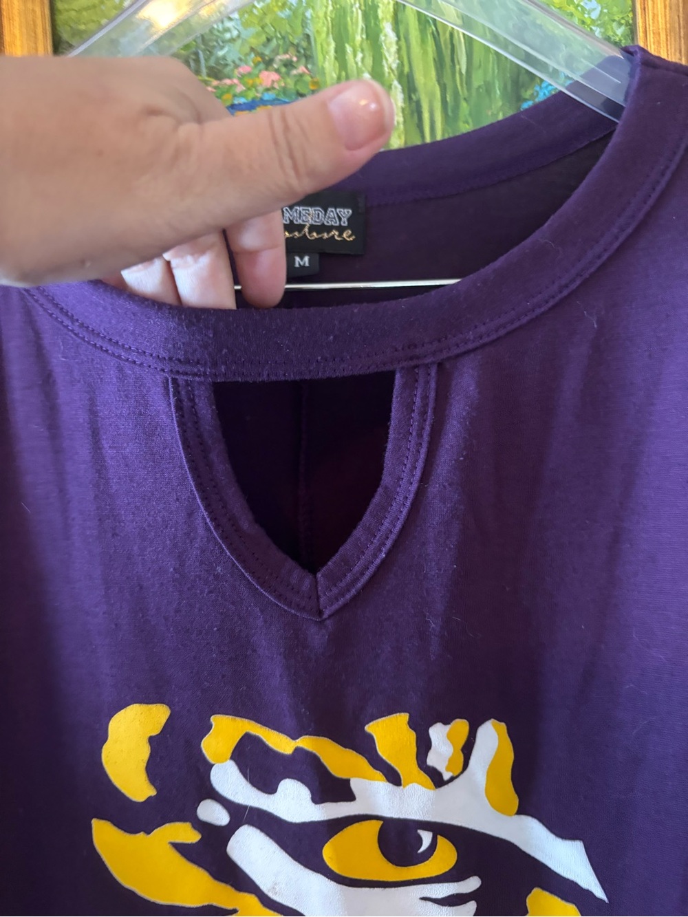 LSU Tigers Ruffle-Sleeve Keyhole Tee - Picture 3 of 7